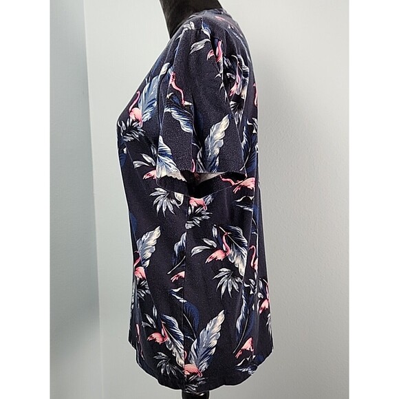 Denim & Flower Ricky Singh Mens Medium Hawaiian Print Flamingo SS T-Shirt Blue - Picture 7 of 8